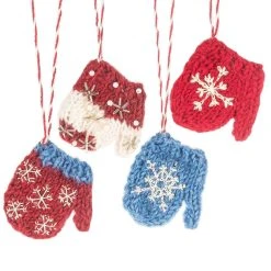 Midwest-CBK Knit Wool Snowflake Mitten Ornaments Christmas