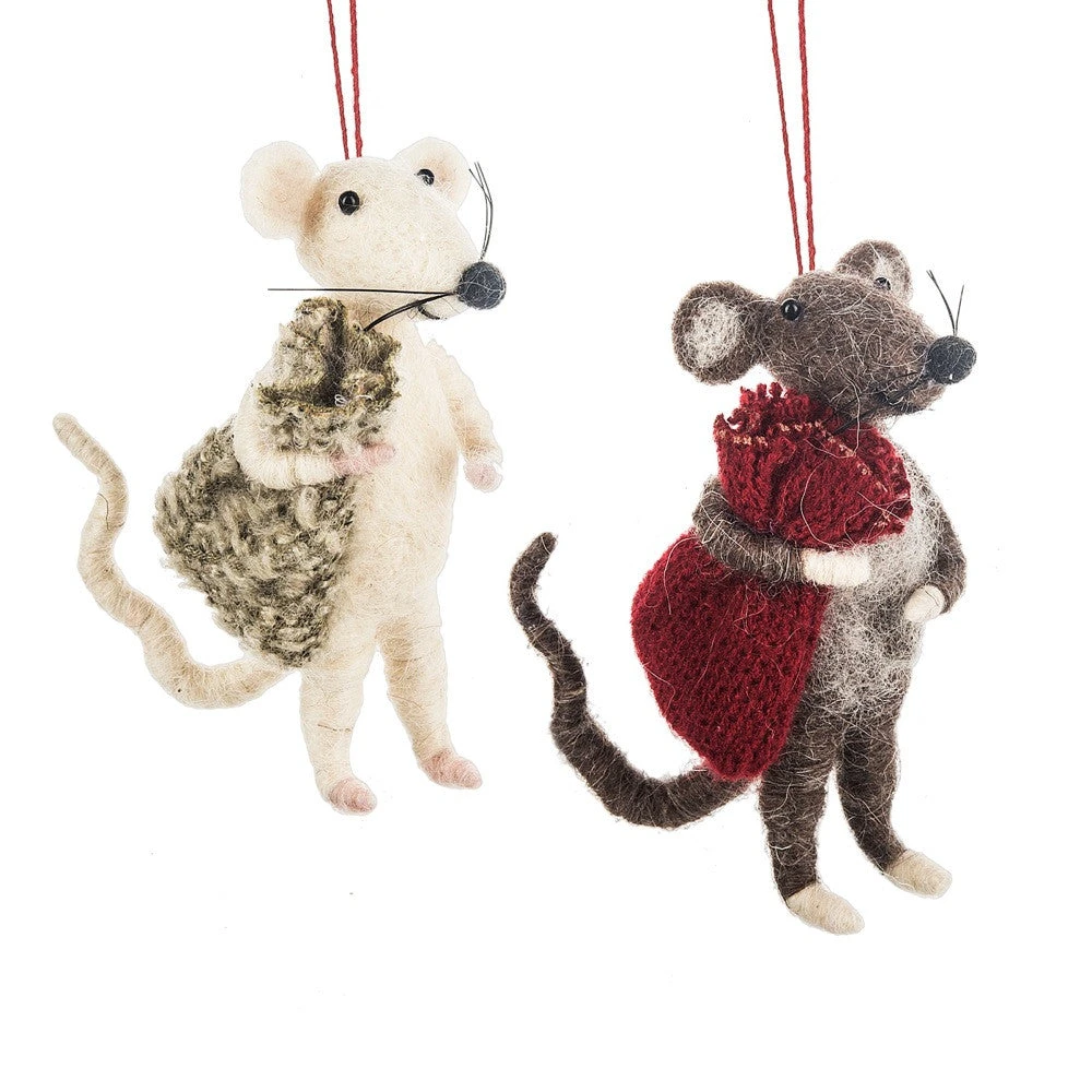 Midwest-CBK Wool Christmas Mice Ornaments 3 Midwest-CBK Wool Christmas Mice Ornaments