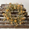 TheHolidayBarn.com Fall Flower Candle Ring, Mustard Yellow New!