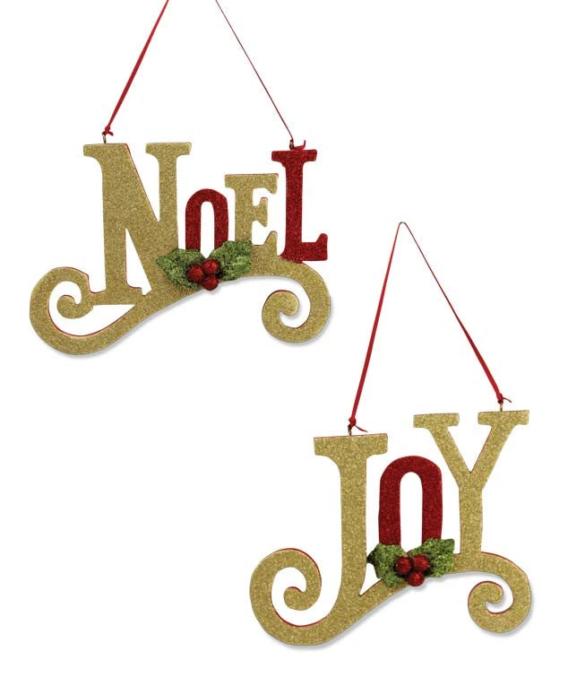 Bethany Lowe Noel & Joy Glittered Ornaments 3 Bethany Lowe Noel & Joy Glittered Ornaments