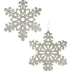 Bethany Lowe Large Platinum Glittered Snowflakes, 15"