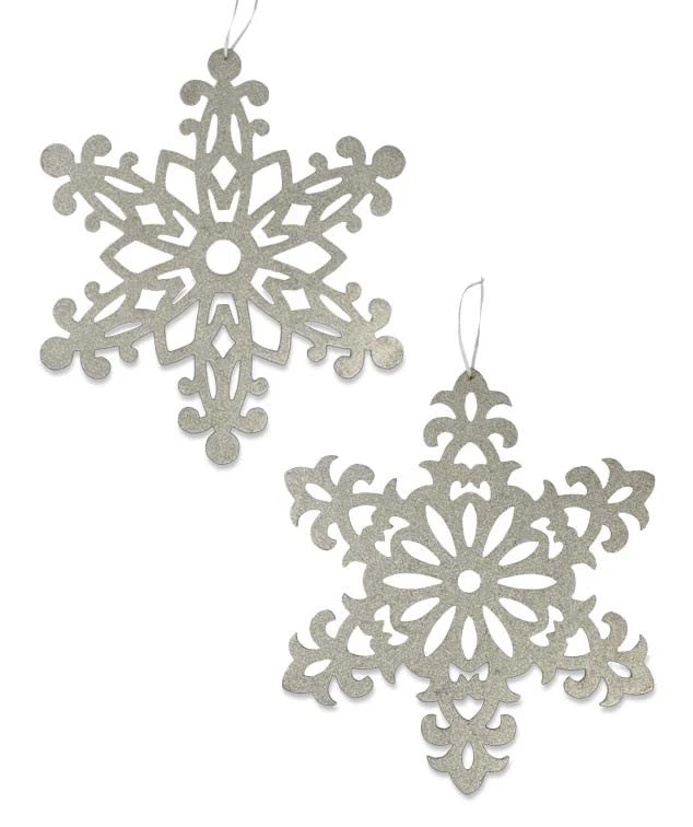 Bethany Lowe Large Platinum Glittered Snowflakes, 15" 3 Bethany Lowe Large Platinum Glittered Snowflakes, 15"