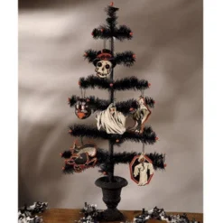 The Holiday Barn Bethany Lowe Black Feather Tree In Urn