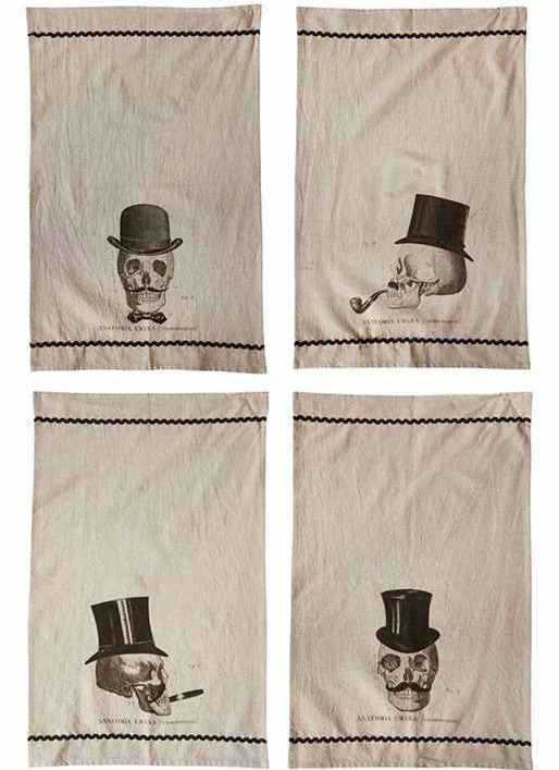 Creative Co-Op Anatomical Skull Dandies Bar Towels 3 Creative Co-Op Anatomical Skull Dandies Bar Towels
