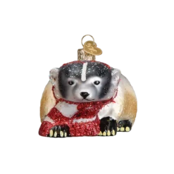 Old World Christmas Badger With Scarf Ornament 9 Old World Christmas Badger With Scarf Ornament