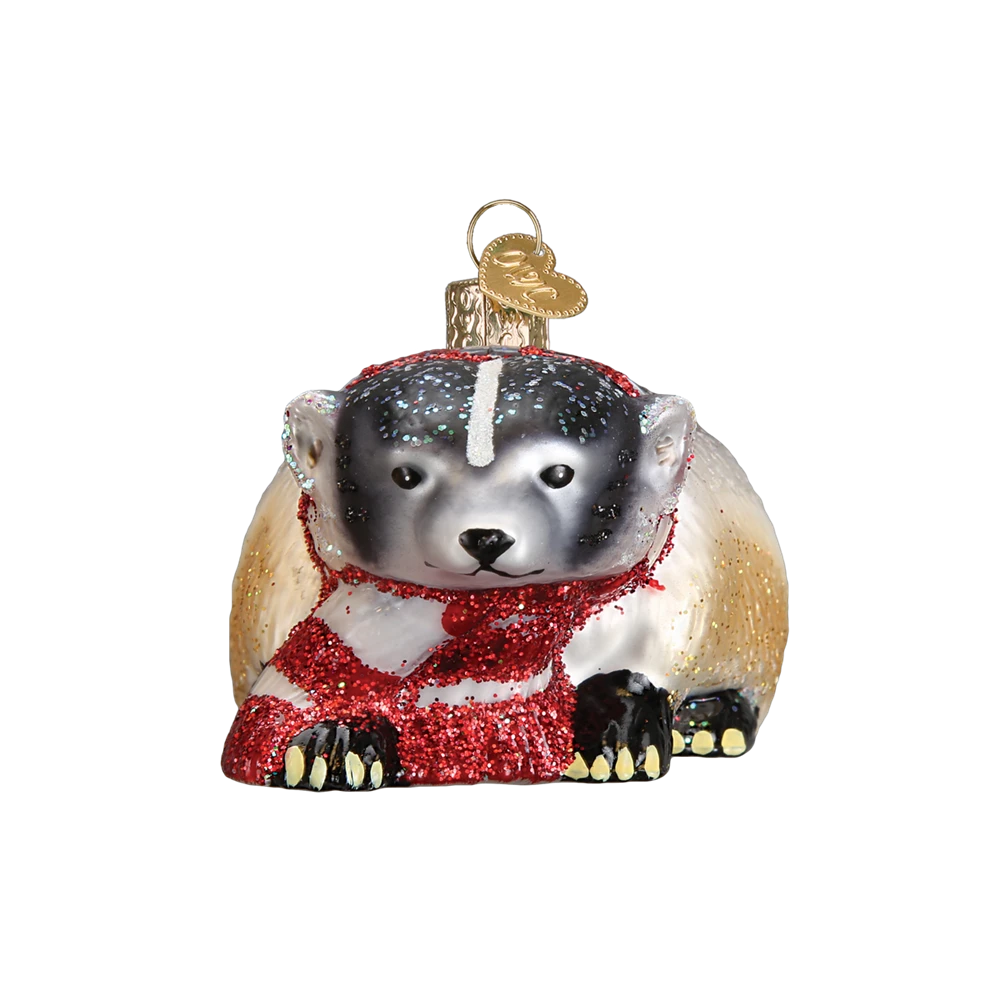Old World Christmas Badger With Scarf Ornament 6 Old World Christmas Badger With Scarf Ornament