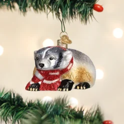 Old World Christmas Badger With Scarf Ornament