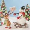 Bethany Lowe Oh What Fun! Reindeer Pulling Snowman On Sled New! 2 Bethany Lowe Oh What Fun! Reindeer Pulling Snowman On Sled New!
