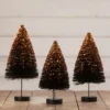 Bethany Lowe Black Bottle Brush Trees With Orange Glitter