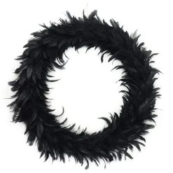 Zucker Halloween Black Feather Wreath - 22"