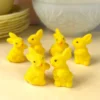 TheHolidayBarn.com Bright Yellow Flocked Bunny Rabbits, Small