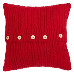 Raz Red Cable Knit Pillow New!