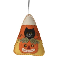 Bethany Lowe Candy Corn Kitty Applique Ornament