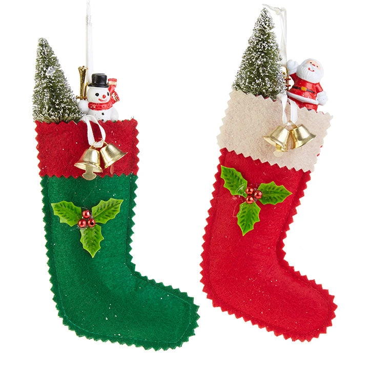 Raz New! Christmas Craft Fair Felt Stocking Ornaments 3 Raz New! Christmas Craft Fair Felt Stocking Ornaments