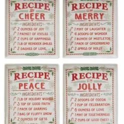 Creative Co-Op Christmas Recipe Plates