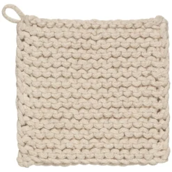 TheHolidayBarn.com Chunky Knit Cotton Potholders, Natural