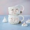 Glitterville Cream & Gold Santa Mugs Christmas 2 Glitterville Cream & Gold Santa Mugs Christmas