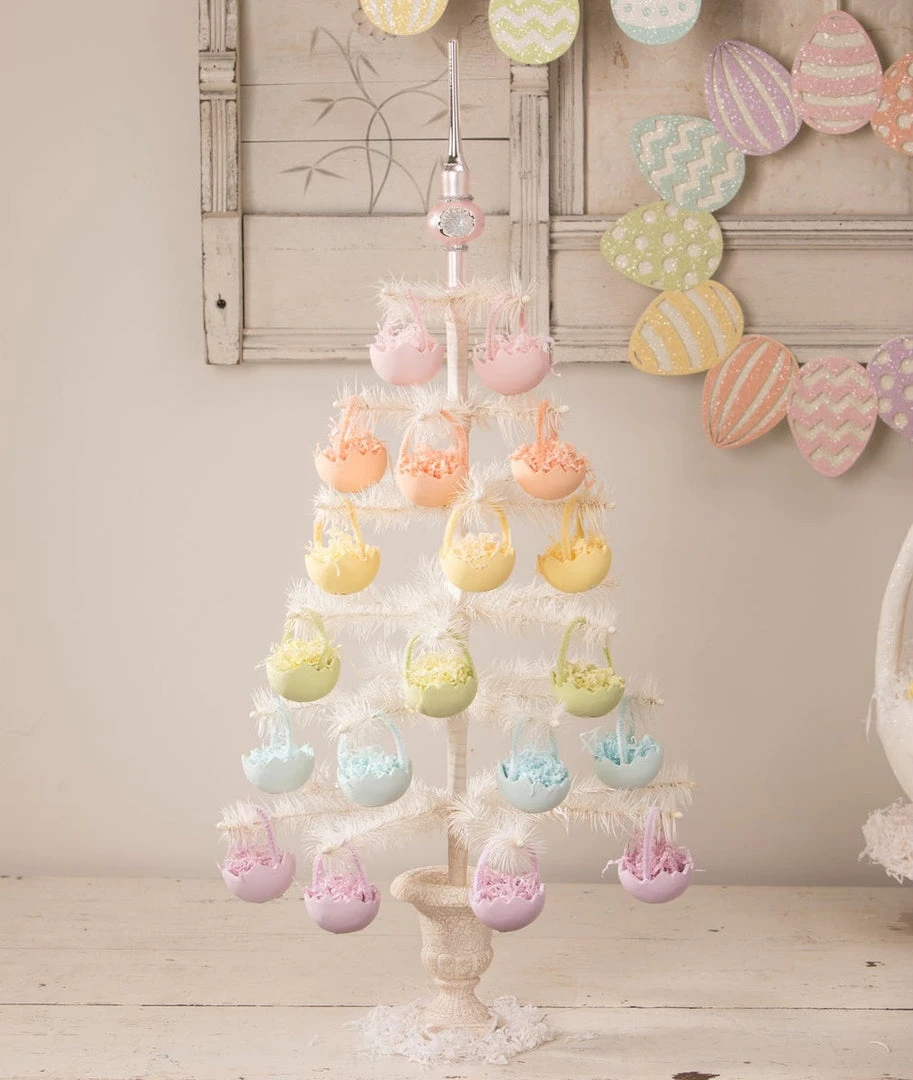 Bethany Lowe Pink Cracked Egg Basket Ornaments, Set Of 6 New! 4 Bethany Lowe Pink Cracked Egg Basket Ornaments, Set Of 6 New!