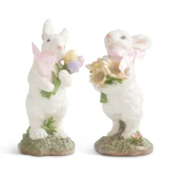 K&K Interiors New! Easter Rabbits With Flowers