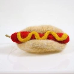 Cody Foster Famous Hot Dog Ornament - Wool Felted Christmas