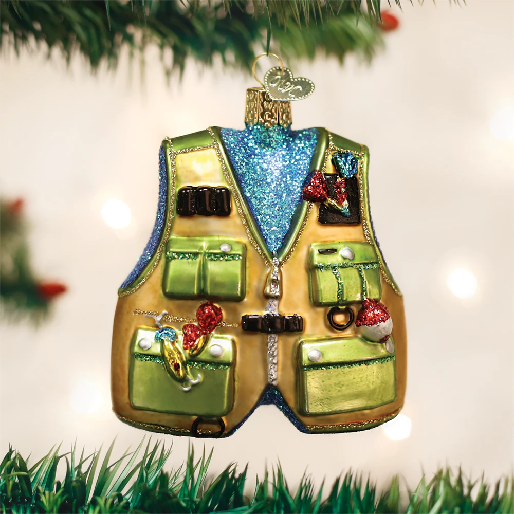 Old World Christmas Fishing Vest Ornament 3 Old World Christmas Fishing Vest Ornament