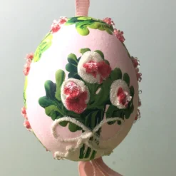 TheHolidayBarn.com New! Pink Flower Bouquet Egg Ornament