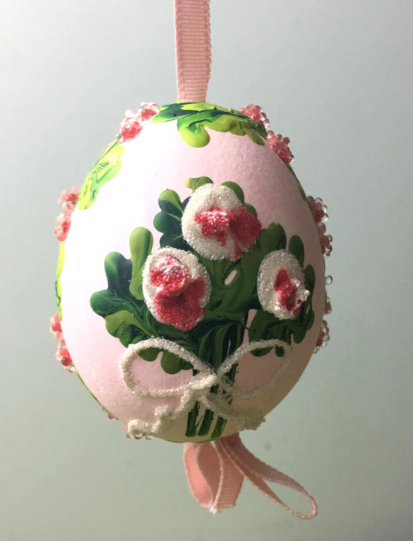 TheHolidayBarn.com New! Pink Flower Bouquet Egg Ornament 3 TheHolidayBarn.com New! Pink Flower Bouquet Egg Ornament