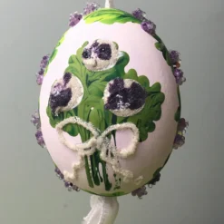 TheHolidayBarn.com Purple Flower Bouquet Egg Ornament New!