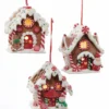 Kurt Adler Gingerbread Cottage Ornaments With Lights New! 1 Kurt Adler Gingerbread Cottage Ornaments With Lights New!