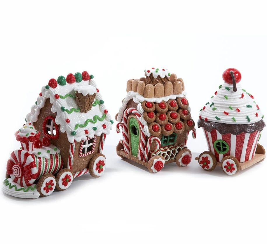 Kurt Adler Gingerbread Train With Lights New! 3 Kurt Adler Gingerbread Train With Lights New!