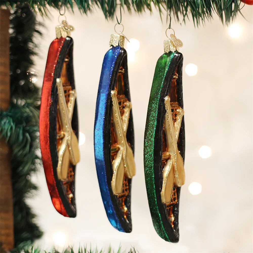 Old World Christmas Glass Canoe Ornament 3 Old World Christmas Glass Canoe Ornament