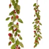 Raz Glittered Holly Ball Garland New! 1 Raz Glittered Holly Ball Garland New!