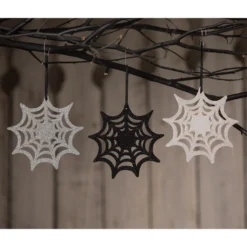 Bethany Lowe Glittered Spiderweb Ornaments