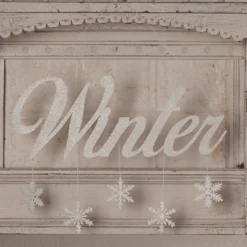 Bethany Lowe Winter Tin Sign With Snowflakes New!