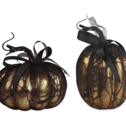 Bethany Lowe Gold And Lace Pumpkins