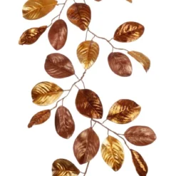 TheHolidayBarn.com New! Gold & Bronze Magnolia Leaf Garland
