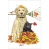 Mary Lake-Thompson Golden Retriever & Cat Raking Leaves Towel New! 2 Mary Lake-Thompson Golden Retriever & Cat Raking Leaves Towel New!
