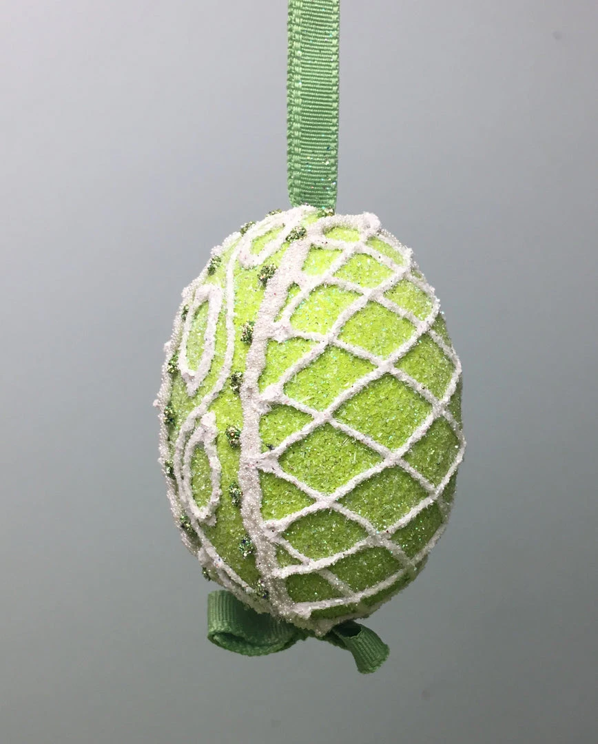TheHolidayBarn.com New! Green Sugar Lattice Egg Ornament 3 TheHolidayBarn.com New! Green Sugar Lattice Egg Ornament