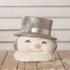 Bethany Lowe Large Happy Snowman Bucket, Platinum New! 1 Bethany Lowe Large Happy Snowman Bucket, Platinum New!