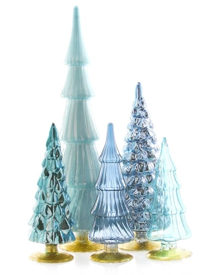 Cody Foster Heavenly Blue Candy Glass Trees, Large New! 3 Cody Foster Heavenly Blue Candy Glass Trees, Large New!