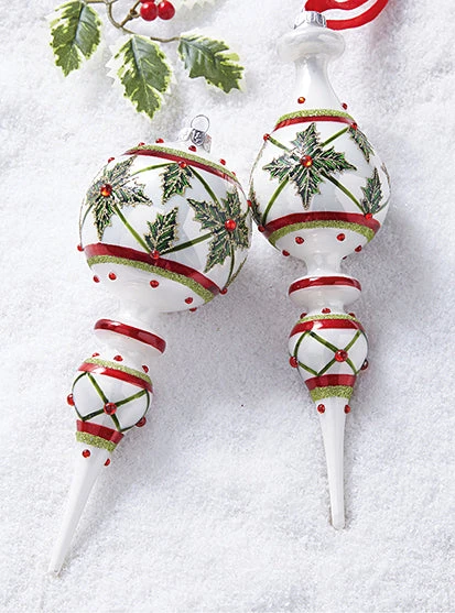 Raz Holly Finial Ornaments New! 3 Raz Holly Finial Ornaments New!