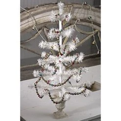 Bethany Lowe Ivory Feather Tree In Urn Base Christmas
