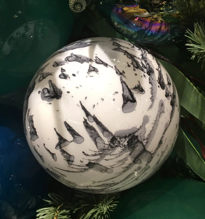 Winward Jim Marvin White & Grey Marble Glass Ball Ornaments New! 4 Winward Jim Marvin White & Grey Marble Glass Ball Ornaments New!
