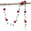 Creative Co-Op Jingle Bell Garland With Red And Cream Pom Poms