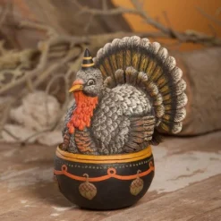 Bethany Lowe Johanna Parker Acorn Turkey Candy Bowl