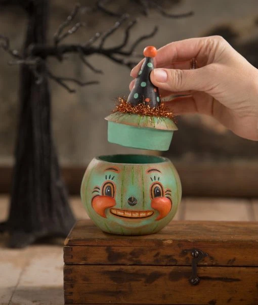 Bethany Lowe Jackie Teal-o-ween Pumpkin Container Halloween