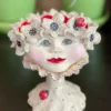 Teyros Lady Head Art Pottery Container, Daisy Ruff 1 Teyros Lady Head Art Pottery Container, Daisy Ruff