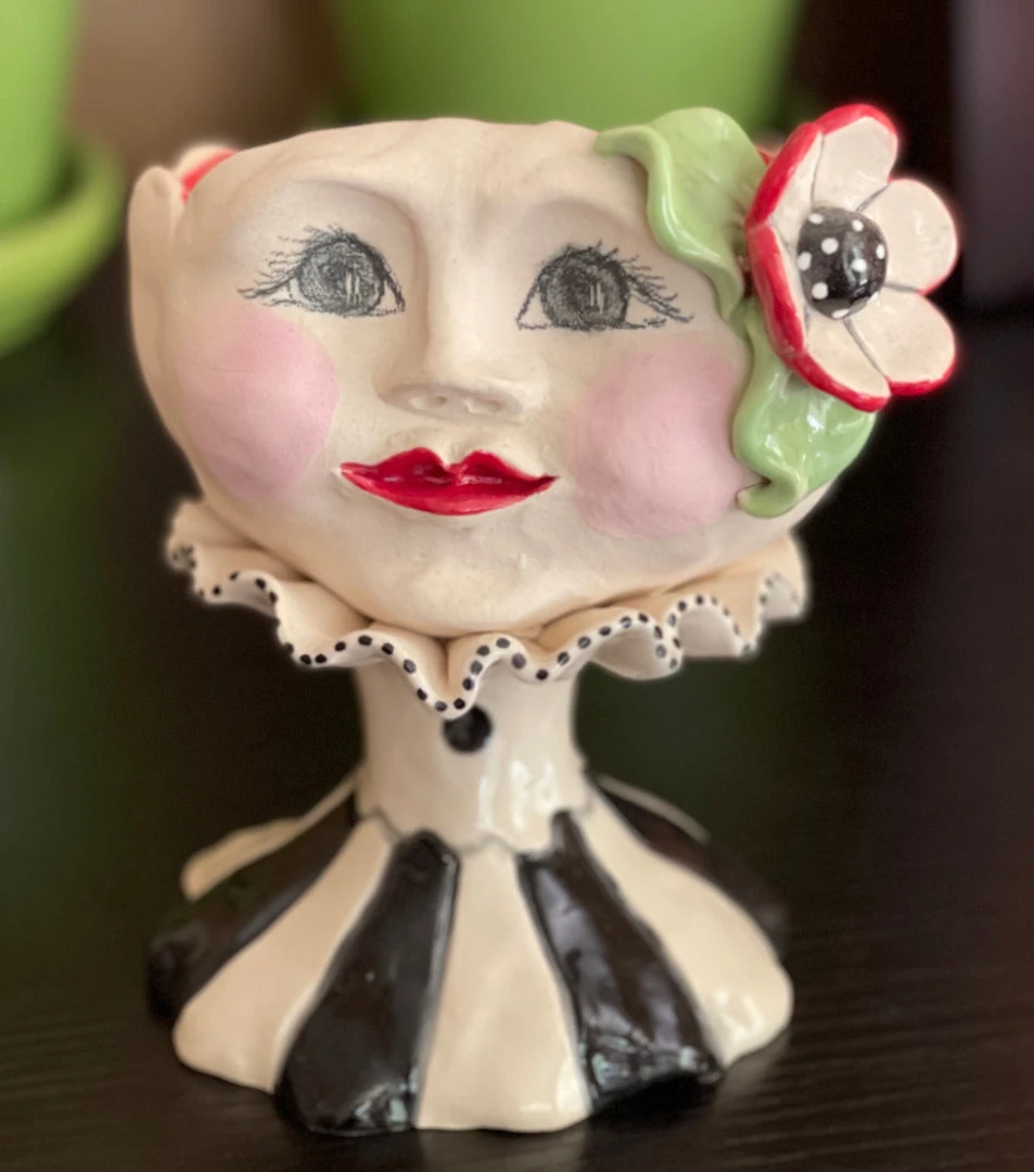 Teyros New! Lady Head Art Pottery Container, Scarlett 3 Teyros New! Lady Head Art Pottery Container, Scarlett