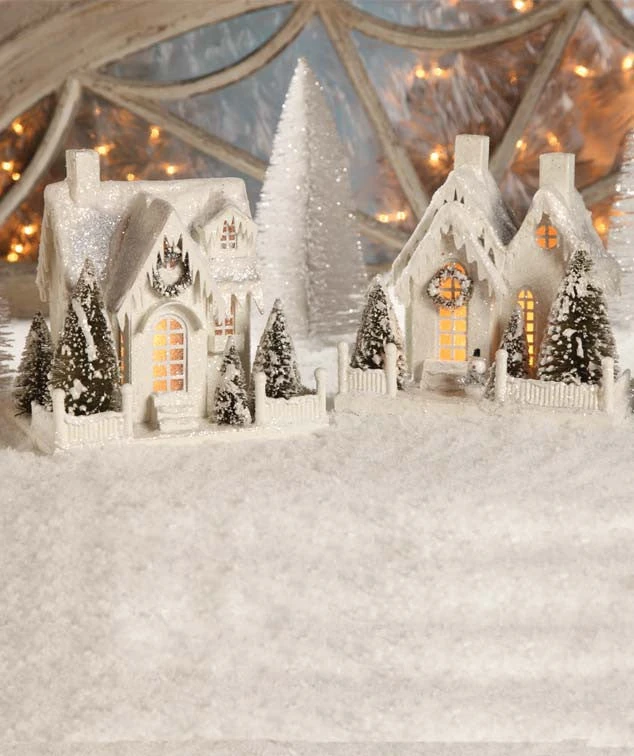 Bethany Lowe Large Ivory Cottages - Putz Houses 3 Bethany Lowe Large Ivory Cottages - Putz Houses
