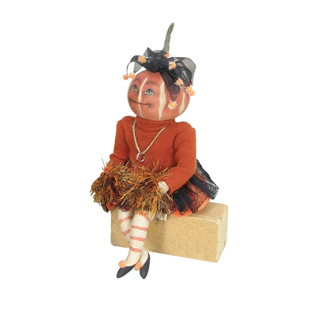 Gathered Traditions Lucille Cheerleader - Pumpkin Doll 3 Gathered Traditions Lucille Cheerleader - Pumpkin Doll